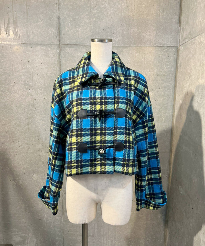 ショートダッフルチェックコート